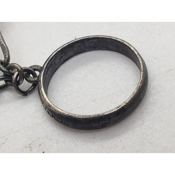 Vintage Sterling Silver Charm Bracelet Cowboy Nautical Scissors Ring Hat 7in - Picture 12 of 16